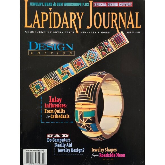 Lapidary Journal Magazine April 1998 Design Edition Inlay Influences From Quilts - Picture 1 of 12